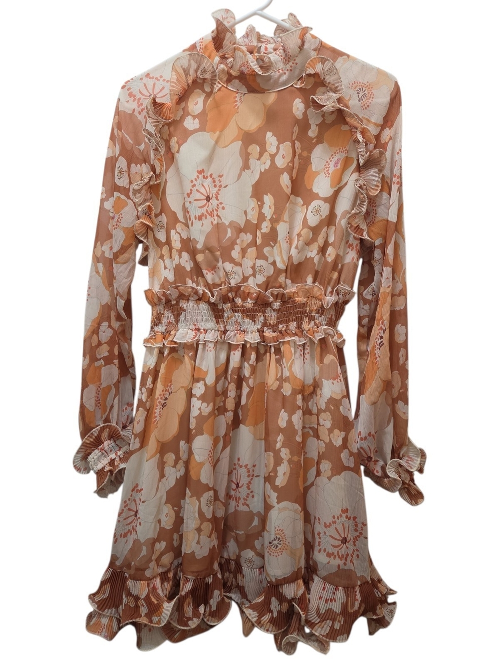 L'Atiste by Amy Floral Ruffle High Neck Mini Dress M